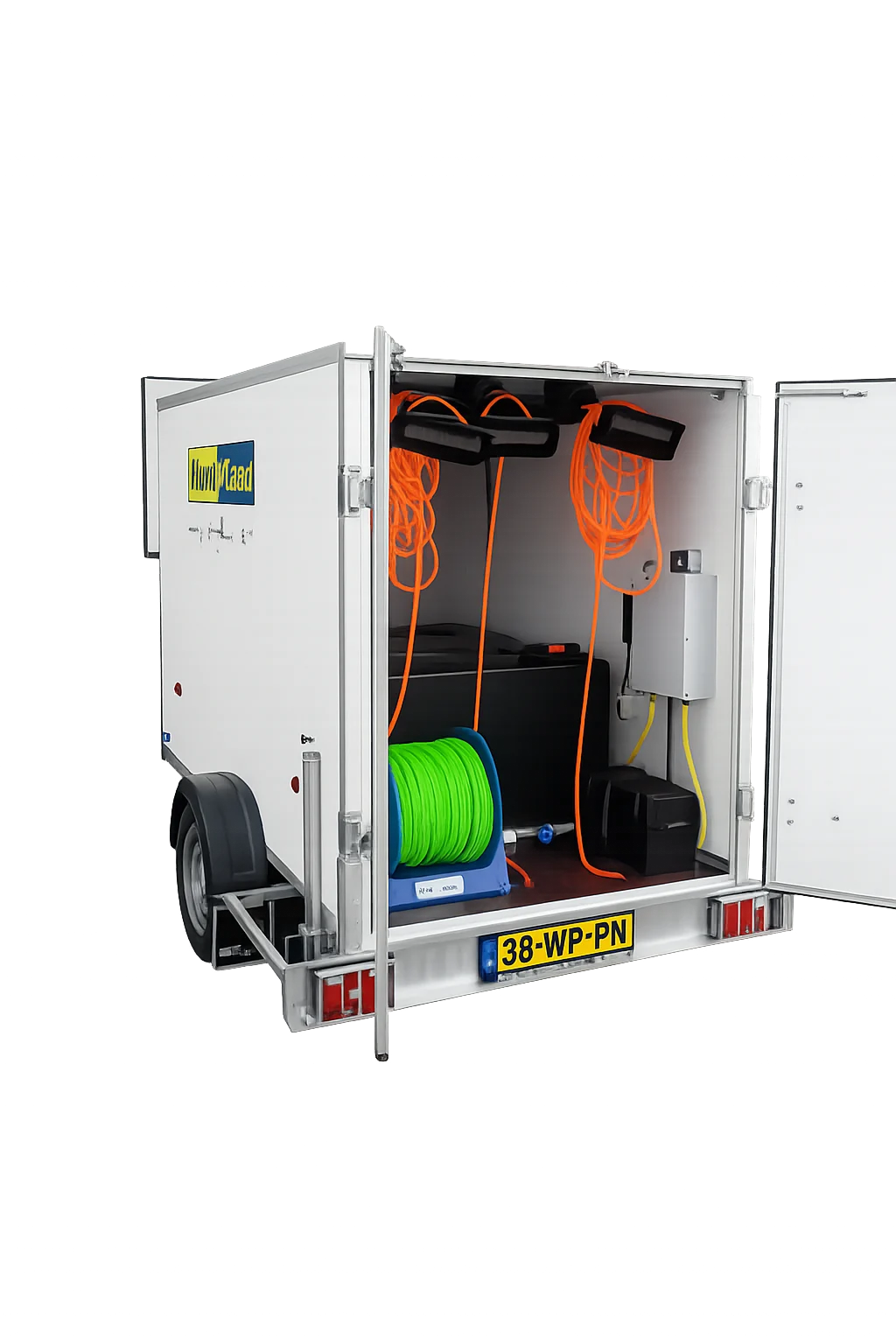 Aanhangwagen met telewash installatie, accu