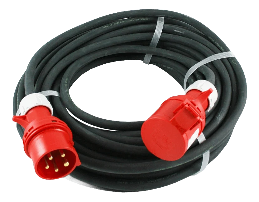 Verlengkabel 5×10 mm2, 20 mtr, 380V, 63A